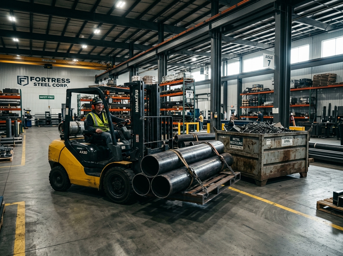 Modern recycling scrapyard sorting forklift